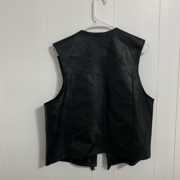 Vintage Natural Leather Joo Kay Black Biker Vest - Picture 5 of 6